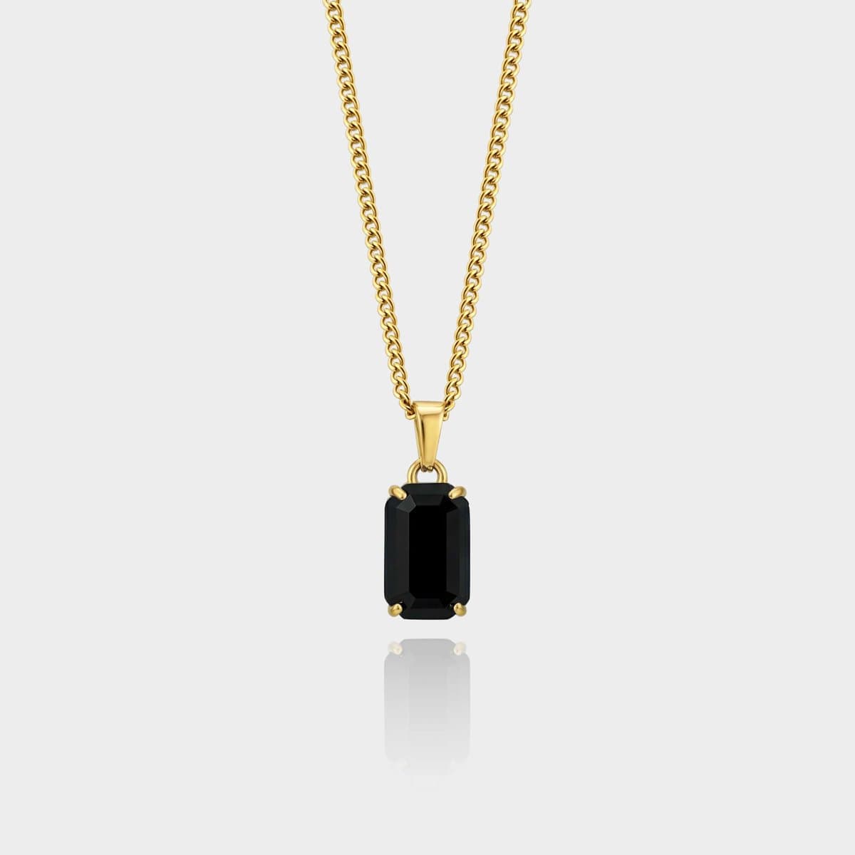 Black Onyx Gemstone Pendant - Gouden Edelsteen Hanger Ketting - 50 cm lang - Ketting Heren met Hanger - Olympus Jewelry