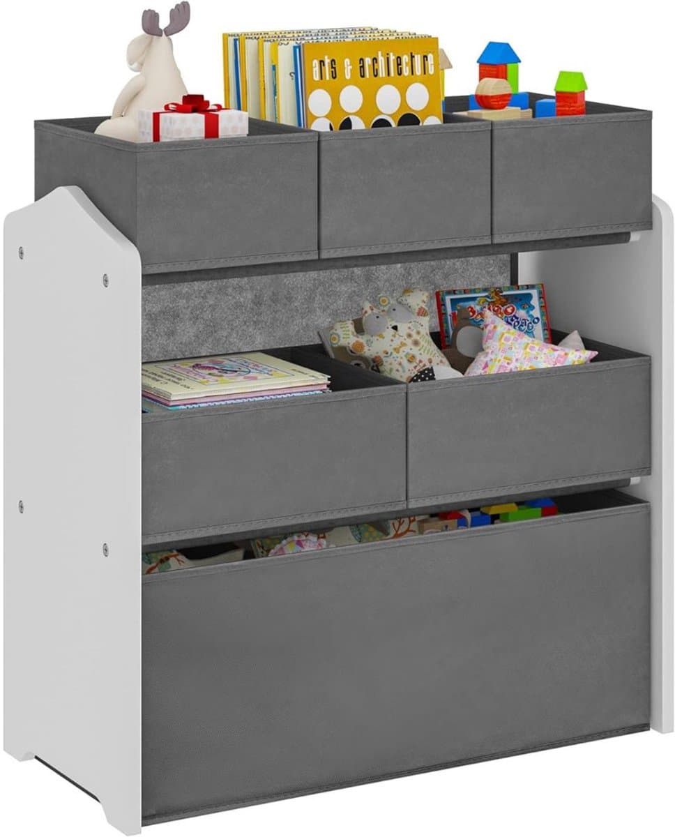 DnA® Speelgoedkast - Opbergkast Kinderen - Opbergkast Speelgoed - Speelgoed Kast - Speelgoedrek - Grijs - 7cm x 30cm x 60cm