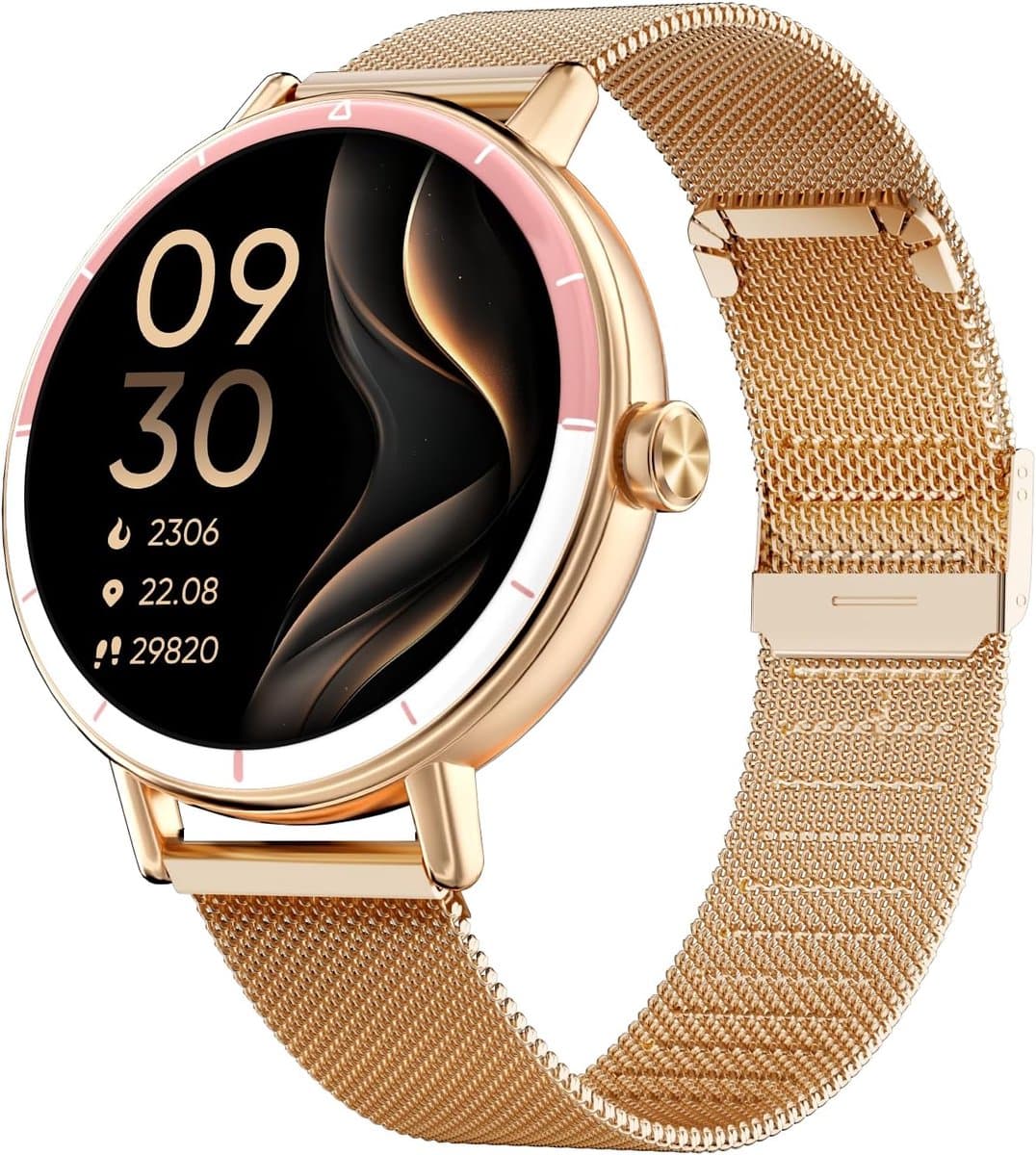 Smartwatch voor dames met metalen band - Compatibel met Android en iOS - Activiteitentracker en Gezondheidsmonitor Aangesloten op je Pols