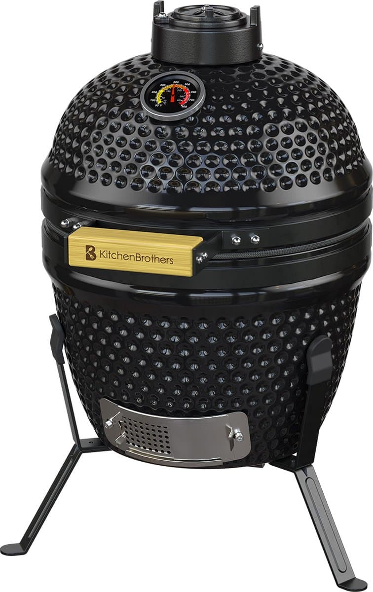 KitchenBrothers Kamado BBQ - PFAS Vrij - 13 Inch Houtskool Barbecue - 27⌀ cm - Egg BBQ - Zwart