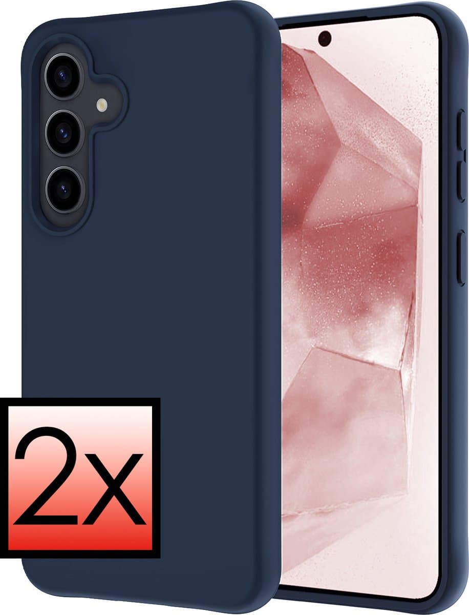 Hoesje - 2 Stuks - Geschikt voor Samsung Galaxy A55 - Sterk & Shockproof - Case Siliconen - Back Cover - Telefoon Hoes - Donkerblauw