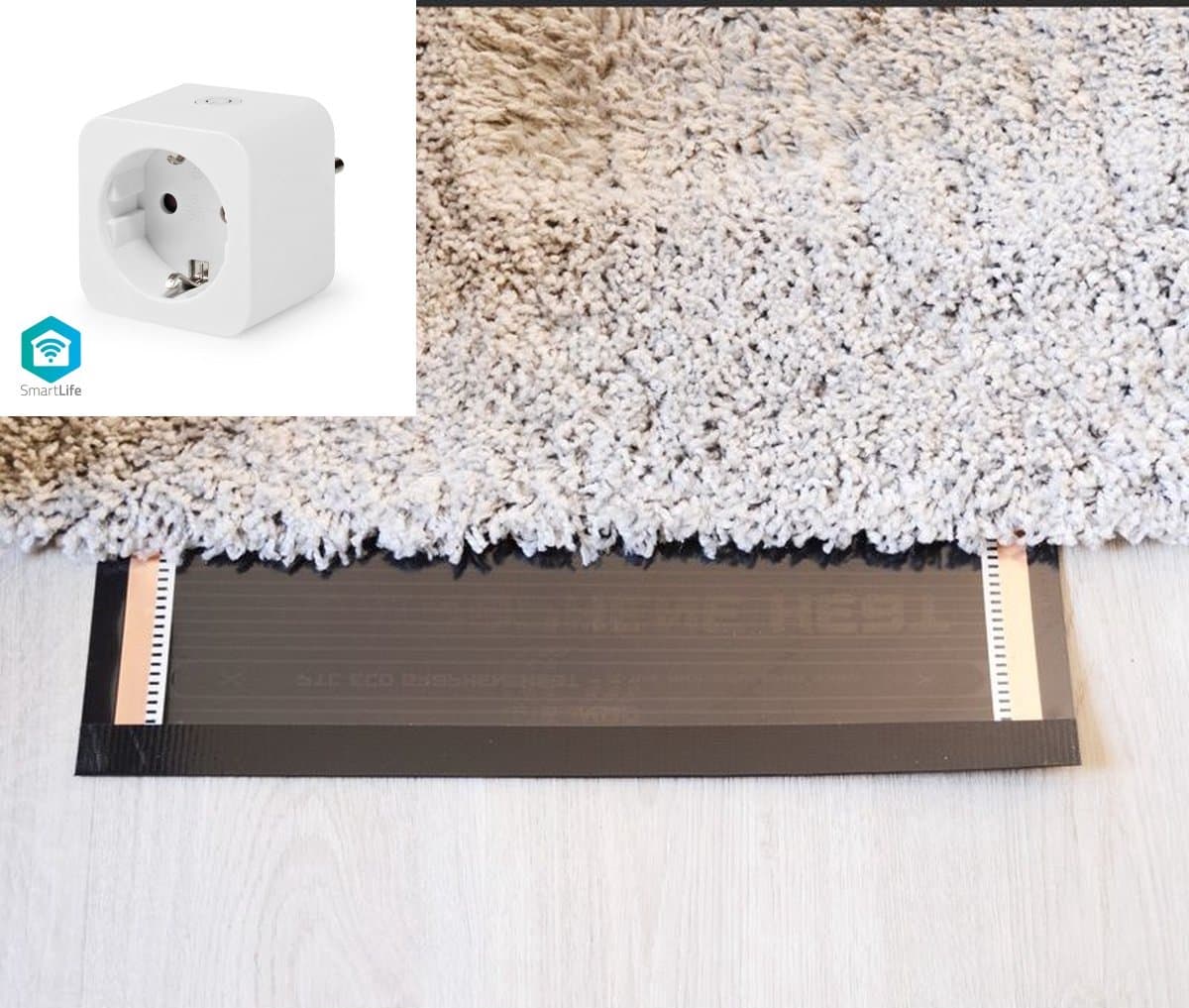 Smart verwarmingsfolie infrarood folie woonkamer voor vloerbedekking, tapijten vloerkleden elektrisch, Wifi 80 cm x 150 cm 264 Watt