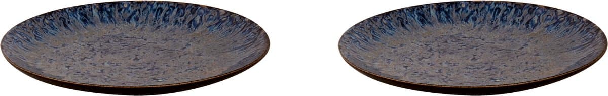 Palmer - Lester - Bord - 2 stuks - ø 21 cm - Blauw/Zwart - Stoneware - Bordenset