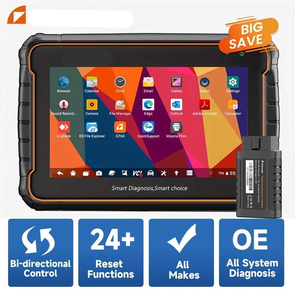 Professionele All System OBD2 Scanner – Auto Diagnose Tool – Foutcode Lezer – Voertuigscanner – Diagnose Scanner – Bidirectionele Test – Onderhoudsfuncties