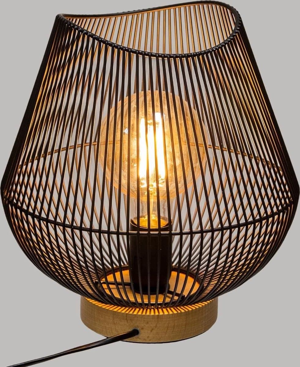 Atmosphera Jena Tafellamp - Zwarte Metalen Draad, 28 cm