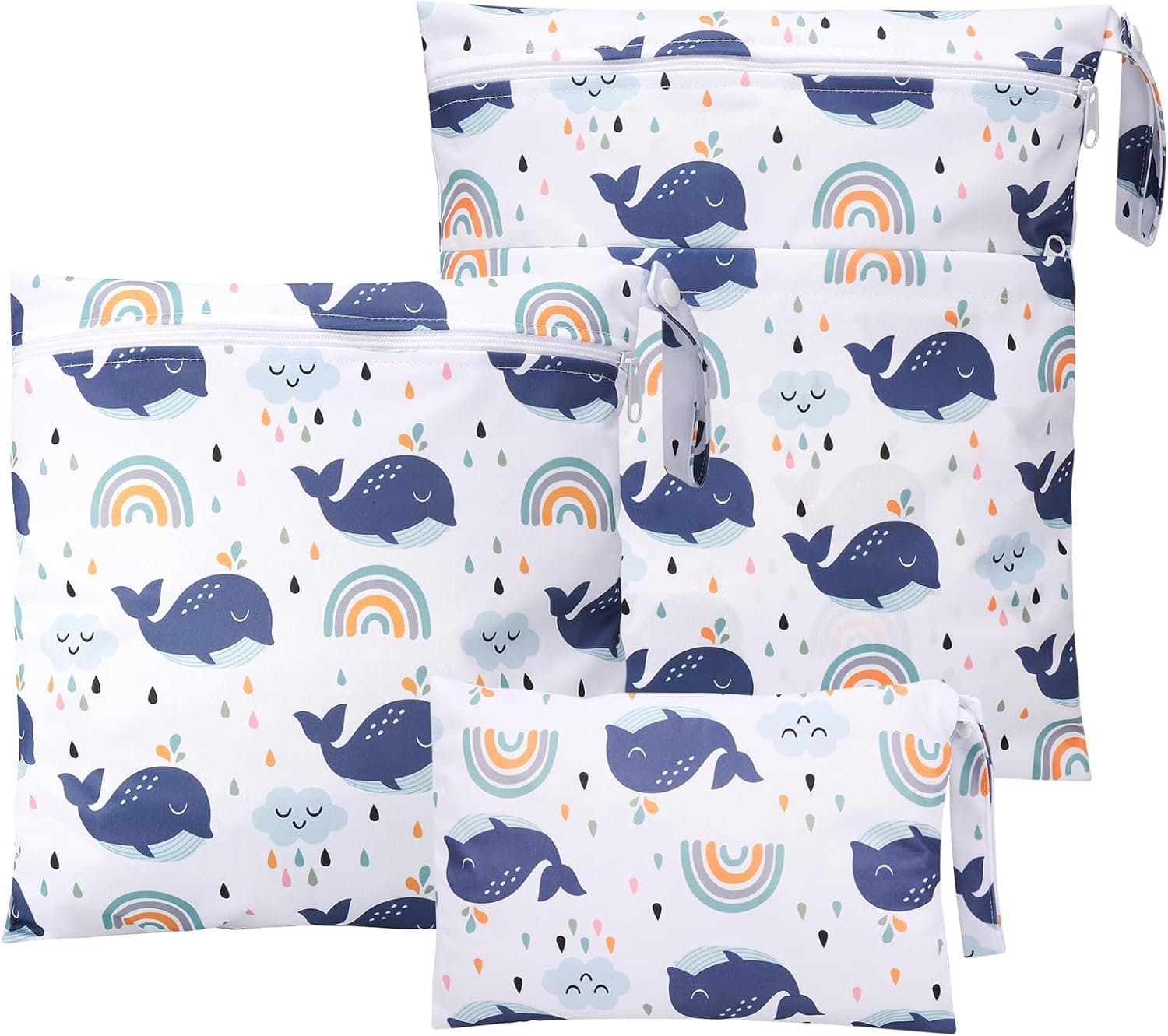 SnelShoppen - 3-delige Wetbag Set voor Wasbare Luiers - Herbruikbare Waterdichte Luierzakken met Rits - Ideaal voor Peuters, Reizen, Strand en Zwembad