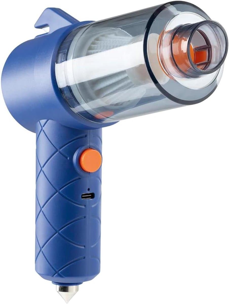 Draadloze Handstofzuiger - Kleine Stofzuiger - Auto Interieur - Zuig en Blaas - 10 Minuten Gebruik - Blauw Oranje