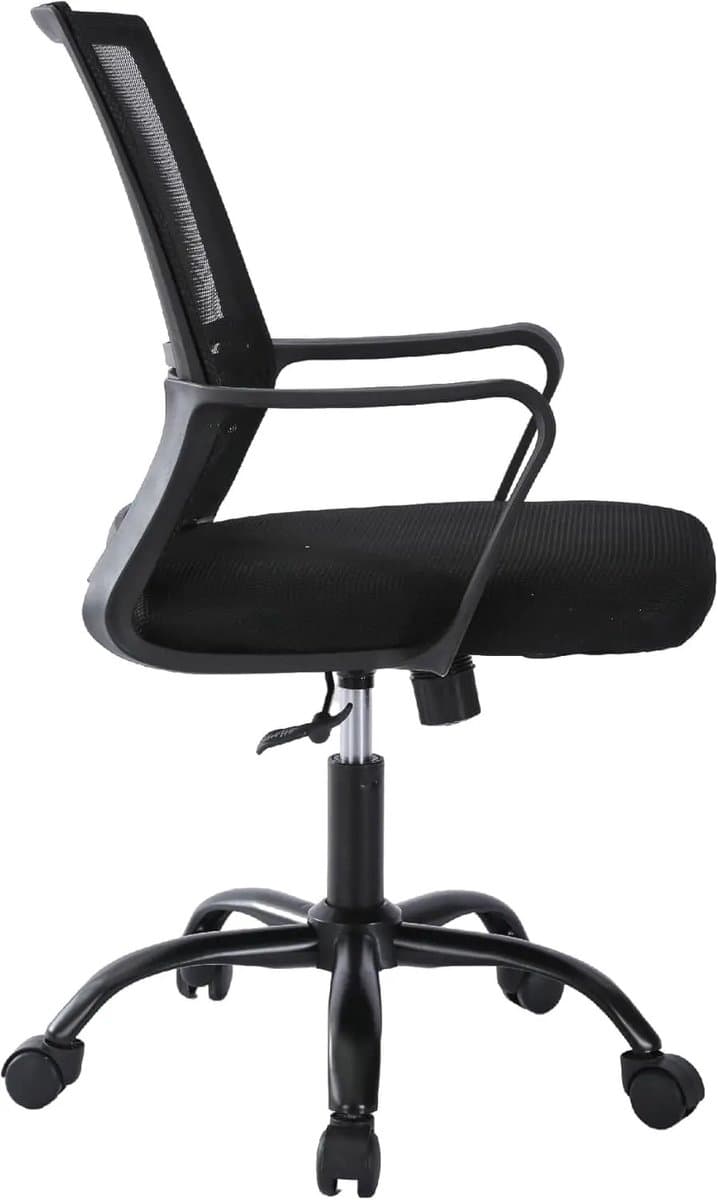 Bresht Bureaustoel - Draaistoel - Stoel - Stoelen - Ergonomisch - Mesh rugleuning - Verstelbare hoogte - Zwart - 60 x 60 x 90 cm