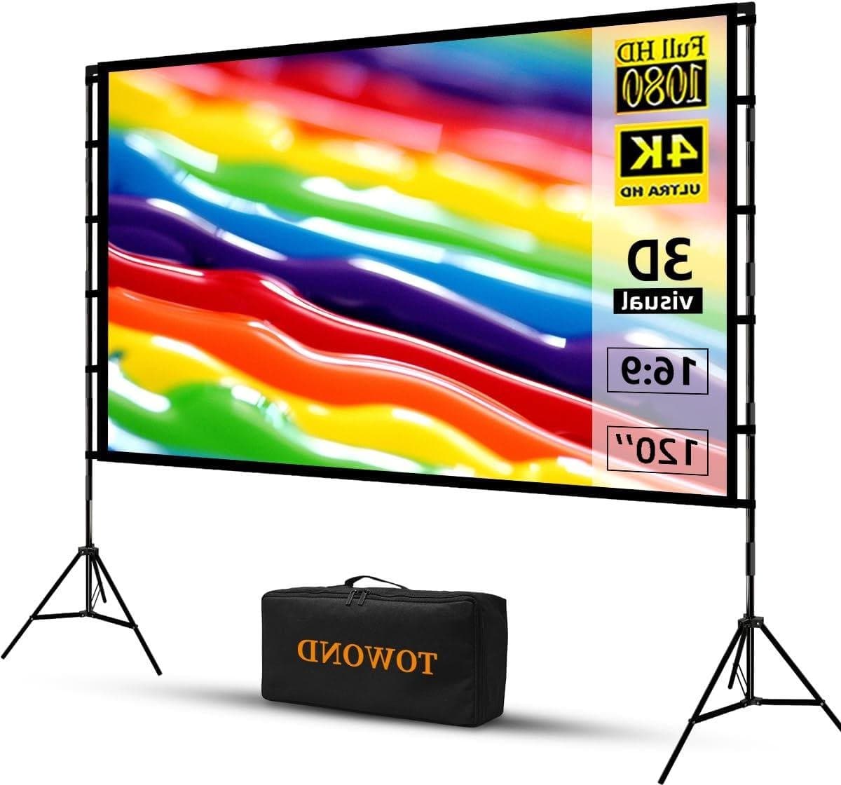 Projectiescherm met standaard - Filmscherm draagbaar - Buiten films kijken - Kreukvrij 16:9 formaat - 120 inch - Wit