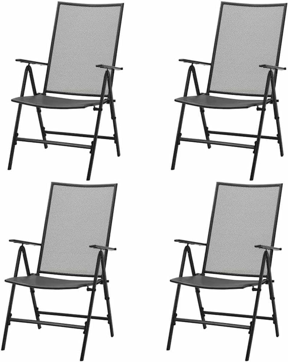 Klapstoelen Set - Tuinstoelen Mesh - Buiten Zitten - Verstelbare Rugleuning - 4 stuks - Antraciet