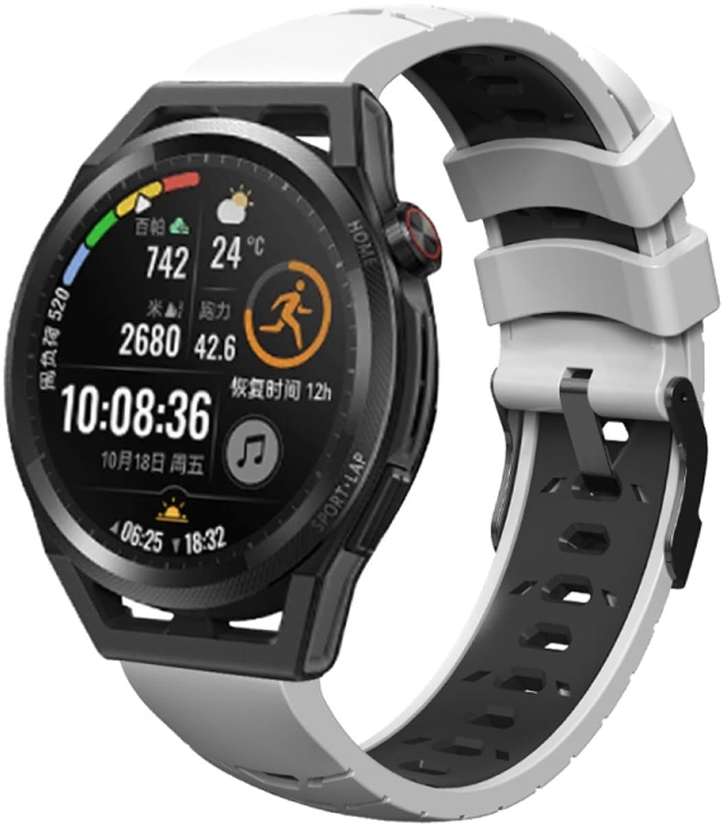 Voor Samsung Galaxy Watch 46mm Trapezoidal Three-Row Hole Silicone Watch Band (wit zwart)