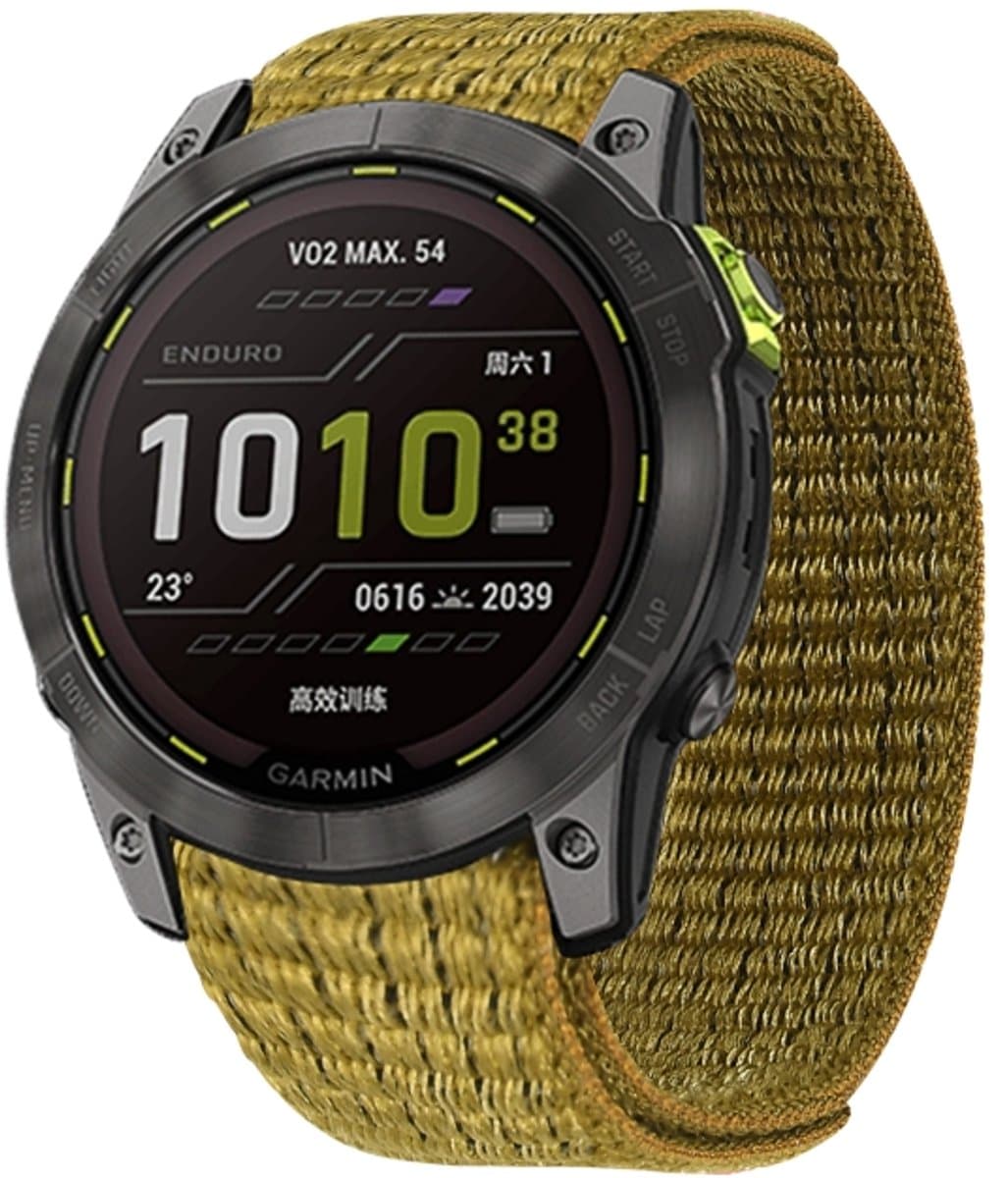 Voor Garmin Fenix 7 Klittenband Nylon Horlogeband (Geel Groen)