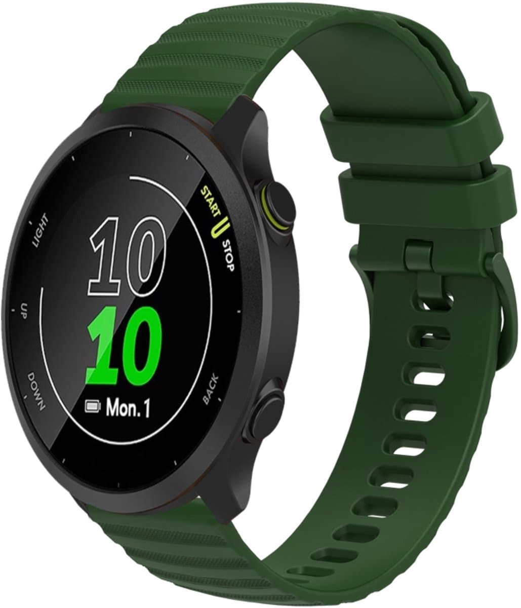 For Garmin Forerunner 158 20mm Wavy Dot Pattern Solid Color Silicone Watch Band(Army Green)
