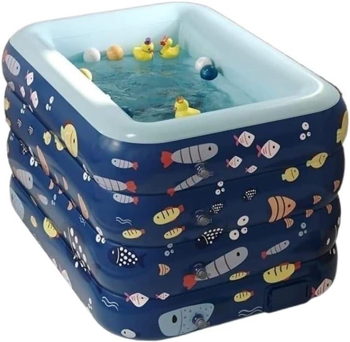 Opblaasbaar Zwembad - Opblaasbaar Vierkant Zwembad - Zomerplezier in de Tuin - Automatische Inflatie - 140 x 110 x 75cm