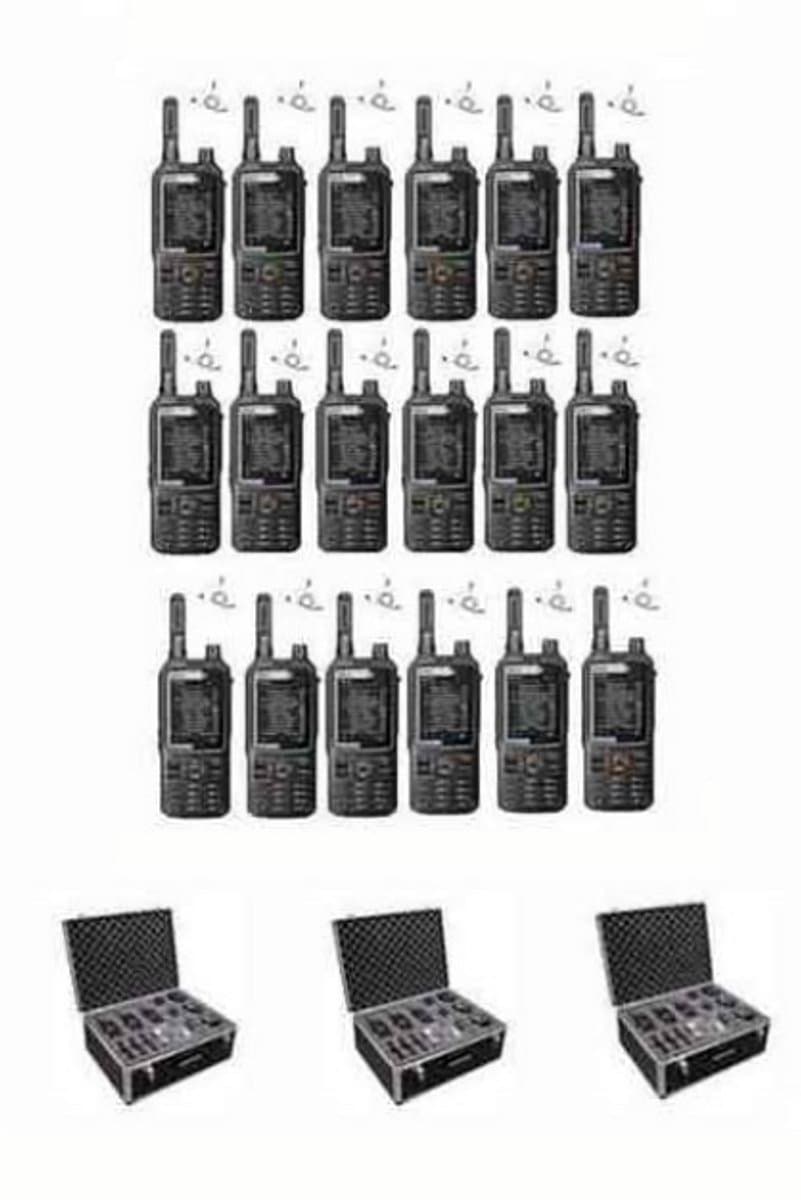 Set van 18 Inrico T320 V2 4G LTE Zello Portofoon, GPS, Wifi met beveiliging oortje en koffer