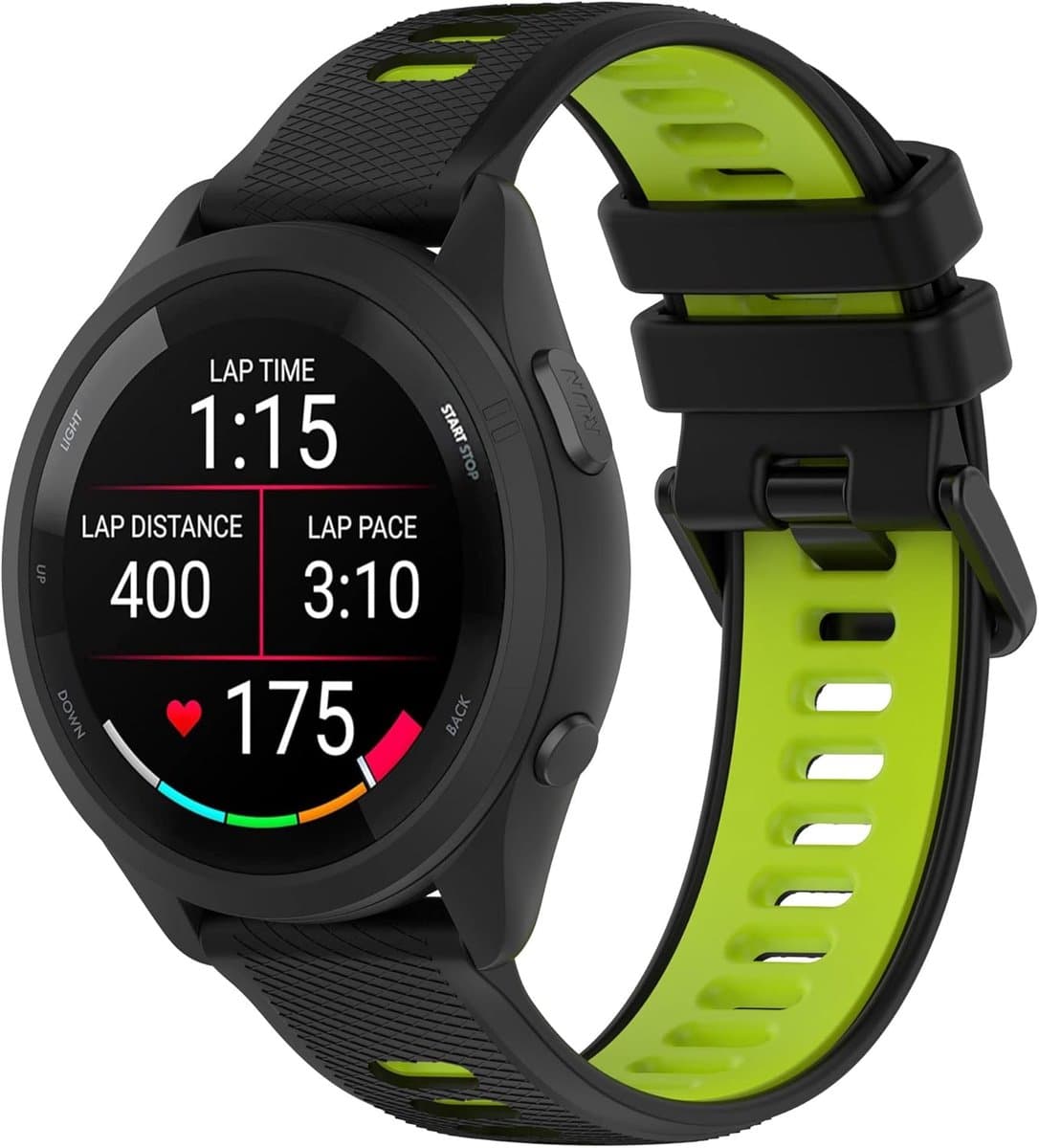 Silicone sportband 20mm - zwart cyan - compatibel met Garmin - ideaal voor actieve levensstijl - ShopVlot