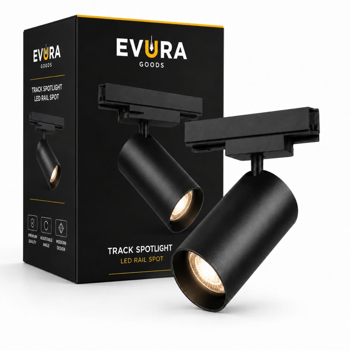 Evura Lights - LED Railspot 3-Fase 30W - 3150 Lumen - 3000K Warm Wit - CRI >90 - 36° - Zwart