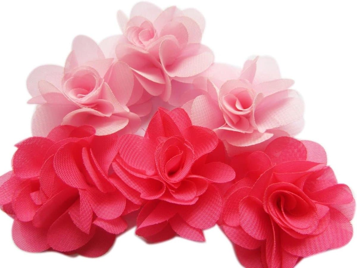 Bloemen Strass Parel - Decoratie Bloem - Ambachtelijke Projecten - Mesh Achterkant - 28 Stuks - Roze Mix
