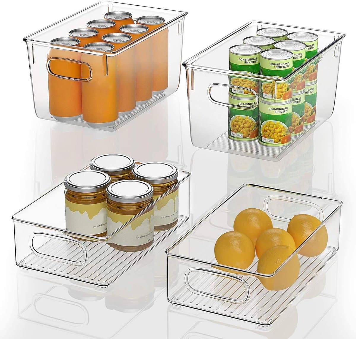 Koelkast Organizers - Opbergdozen Set - Keuken Ordenen - Stapelbaar Ontwerp - Set van 4 - Transparant