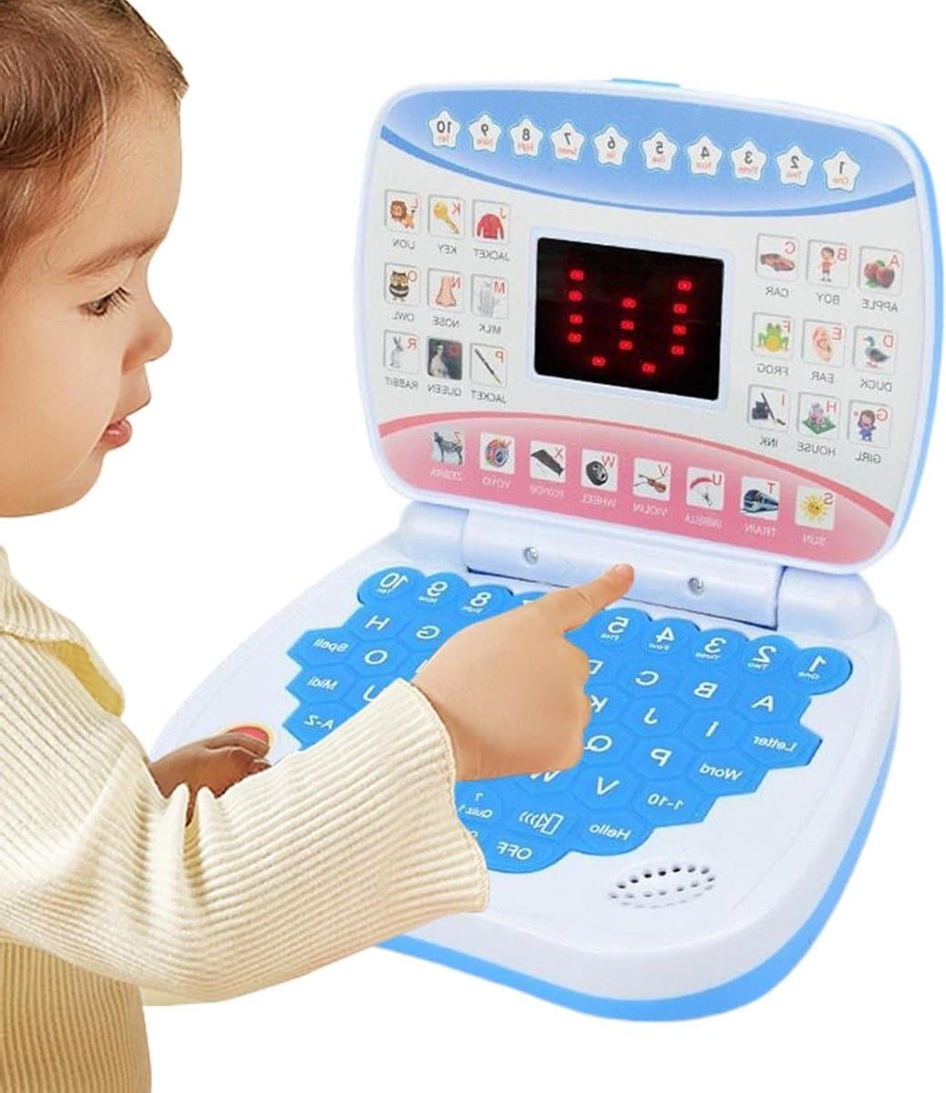 Leer Laptop Kinderen - Educatieve Computer - Vroeg Leren - Met Muziek en Liedjes - 16 x 13 cm - Blauw