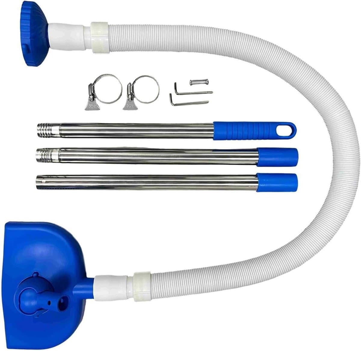 Zwembadreiniger Handstofzuiger - Poolstofzuiger Spa Reiniger - Wateroppervlakken Schoonmaken - Krasvrije Nylonkop - 155 cm - Blauw