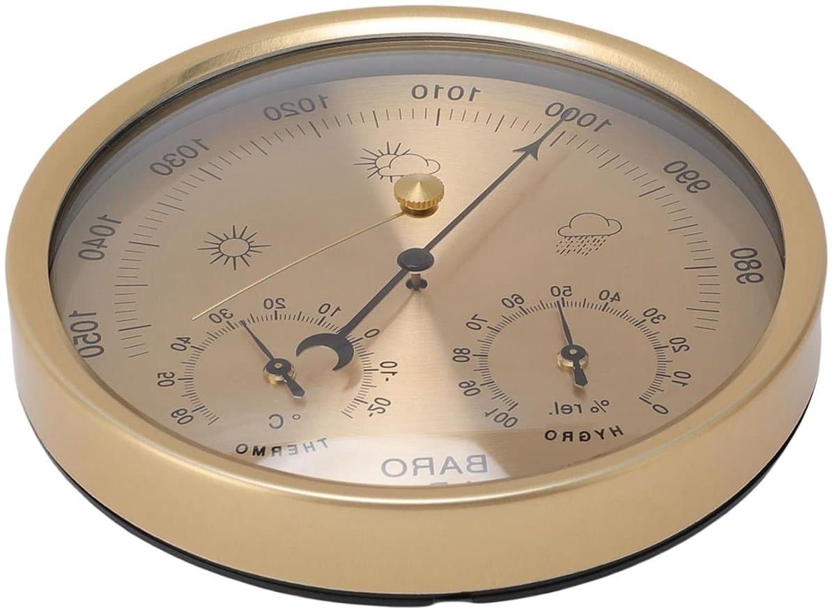 Weerstation 3-in-1 - Barometer Hygrometer - Weer Monitoren - Aluminiumlegering Constructie - 130 mm Wijzerplaat - Zilver