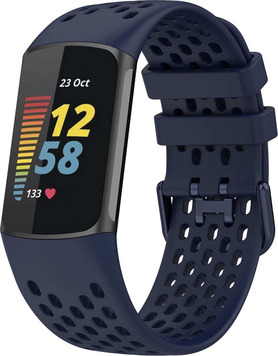 123watches sport point band - donkerblauw - - Geschikt voor Fitbit Charge 5 & 6