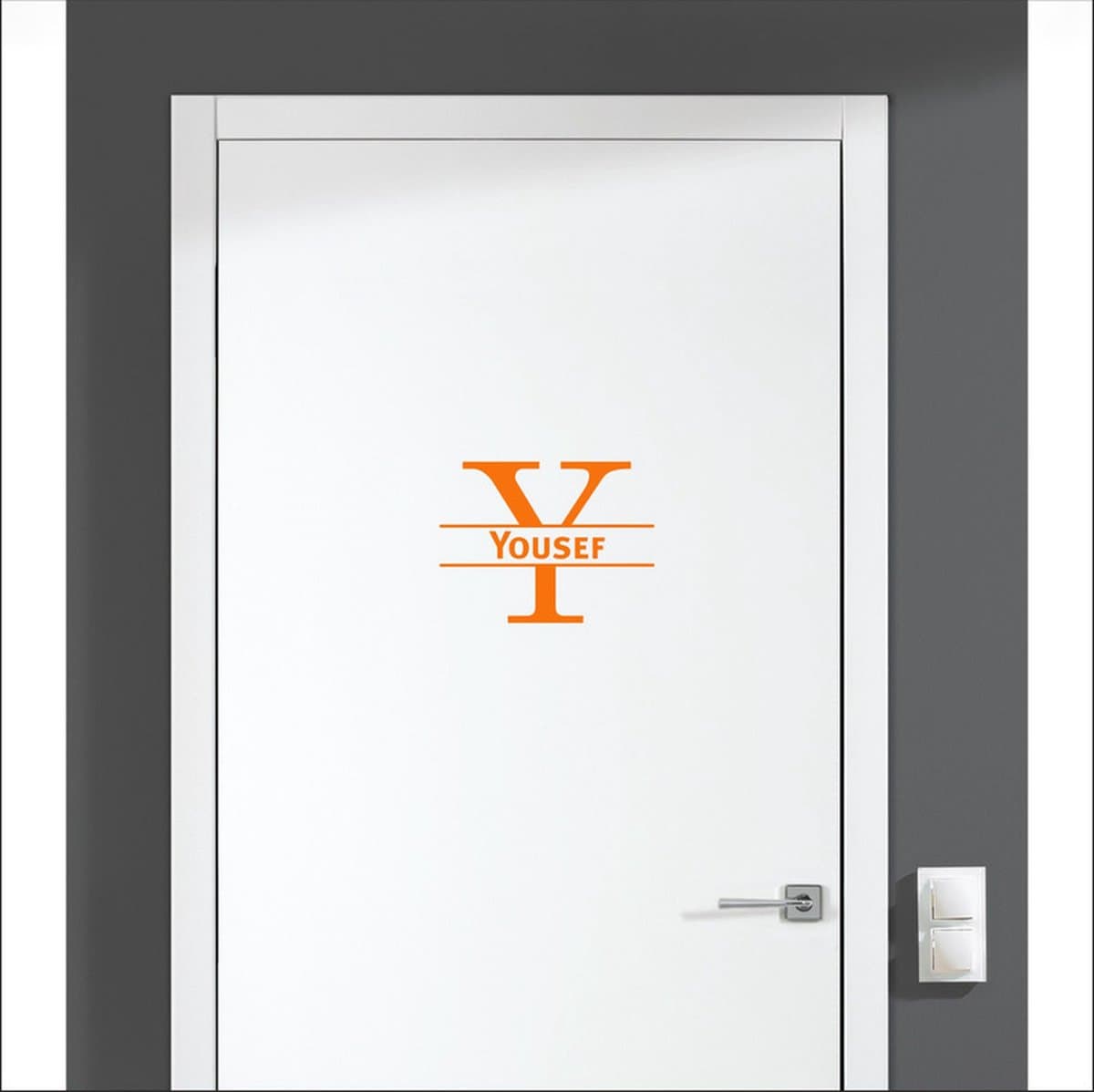 Deursticker Met Naam -  Yousef - Oranje