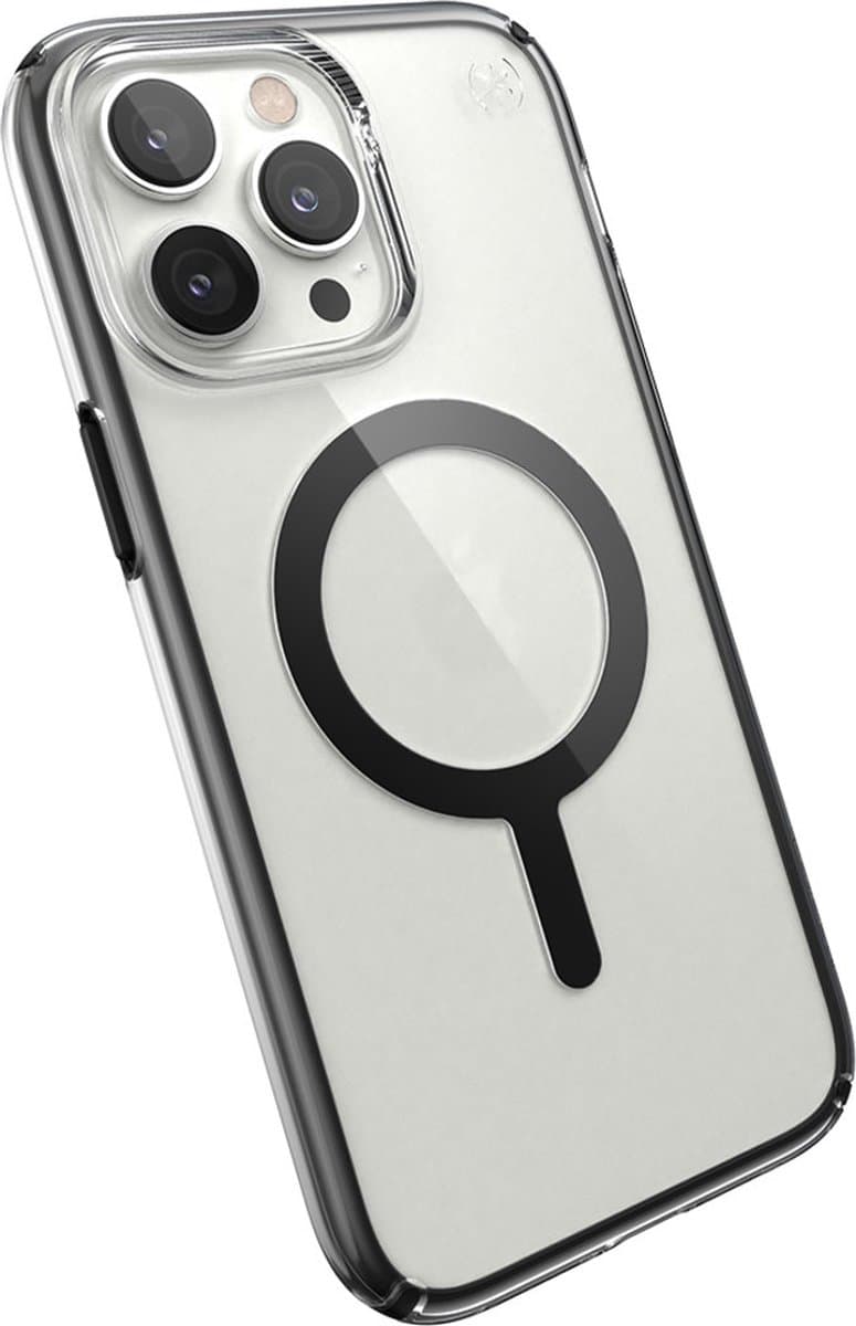 Speck hoesje geschikt voor Apple iPhone 14 Pro Max - Slank - Kristalhelder - Valbescherming gecertificeerd tot 4 meter - Microban Antibacterieel - Presidio Perfect Clear lijn - Zwart Transparant