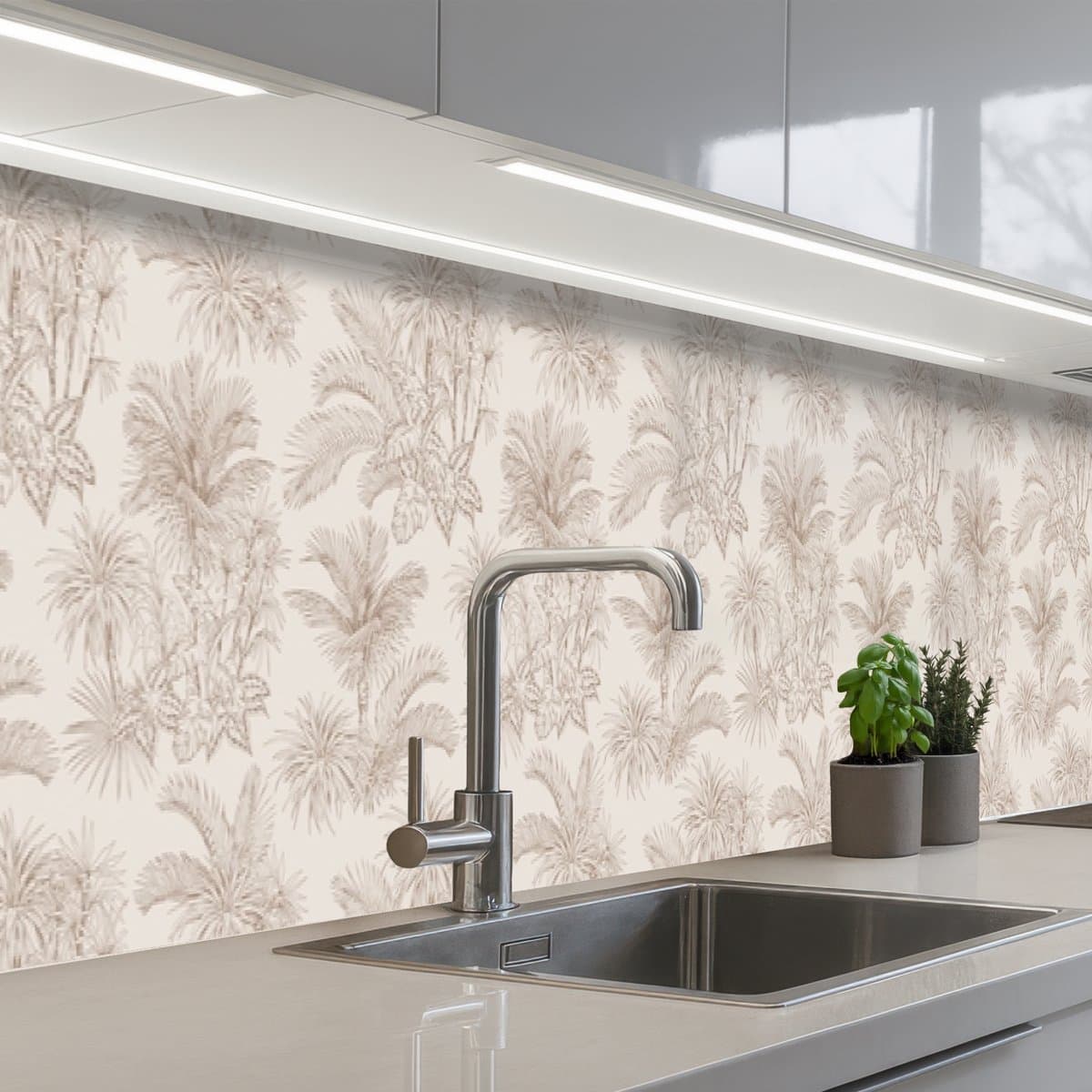 Keuken achterwand 500x80 cm - Spatscherm zelfklevend Bloemen - Beige - Planten - Vintage - Muurbeschermer - Spatwand fornuis
