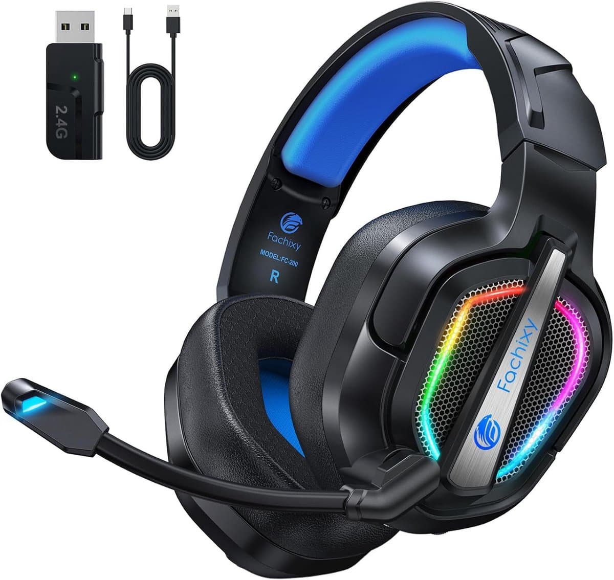 Draadloze Gaming Headset met Microfoon voor PS5, PS4, PC en Switch - 40 Uur Batterij, Laag Latentie en Ruisonderdrukking
