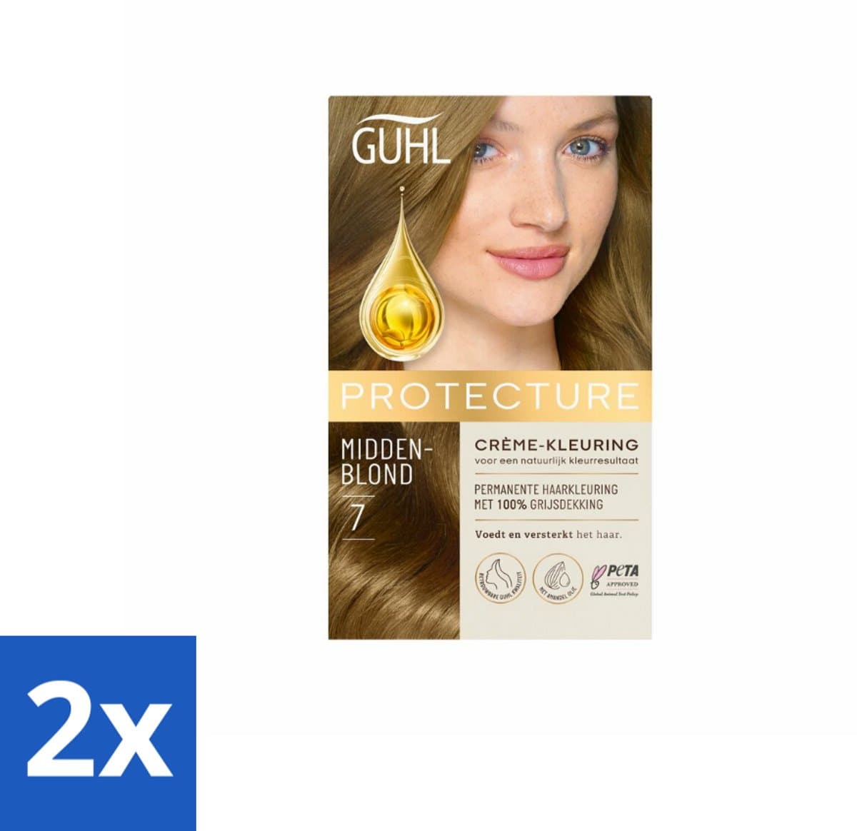 Guhl - Crème-kleuring - No. 7 Middenblond Beschermend - Haarverf - Voordeelverpakking - 2 stuks