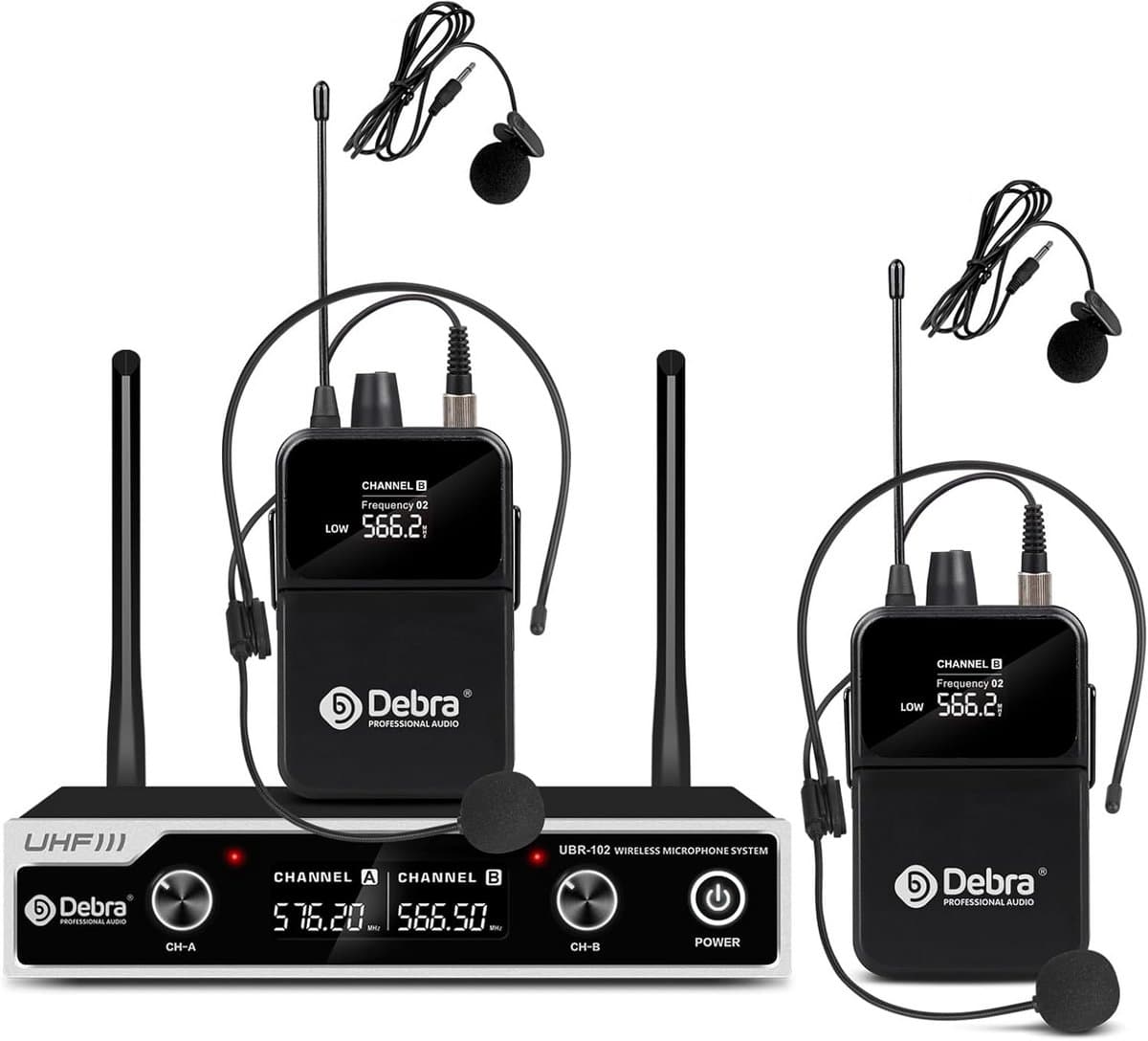 Draadloze UHF Microfoonset met Handmicrofoon, Lavalier en Headset