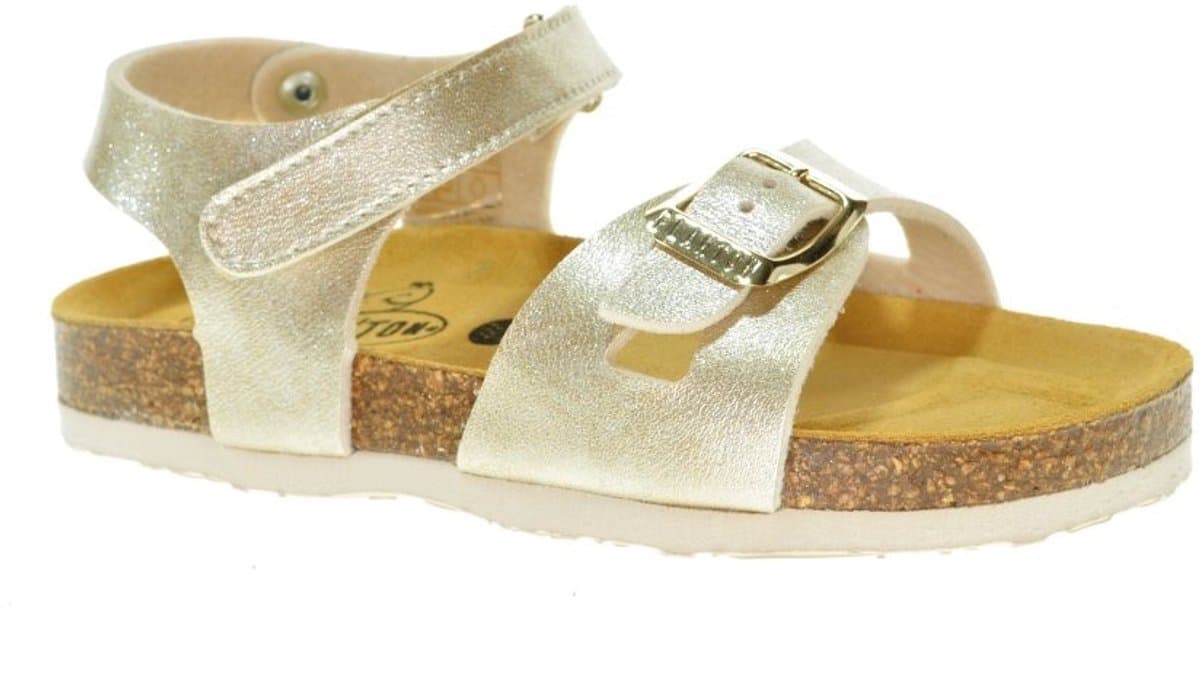Gouden Meisjes Sandaal In Leder Plakton Met Velcro maat 34