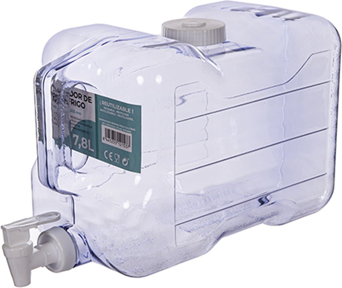 CM Drank/water/limonade dispenser met tapkraan - 7,8 liter - kunststof - 35 x 21 x 16 cm - koelkast drankdispenser