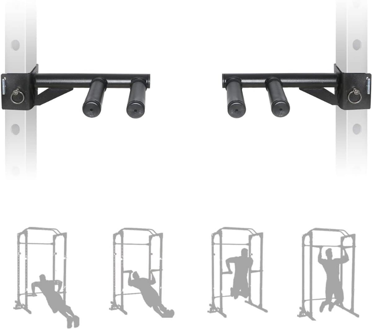ApexArte® Power Rack Multi-grip Dip Bar Attachment - Zwart en Grijs