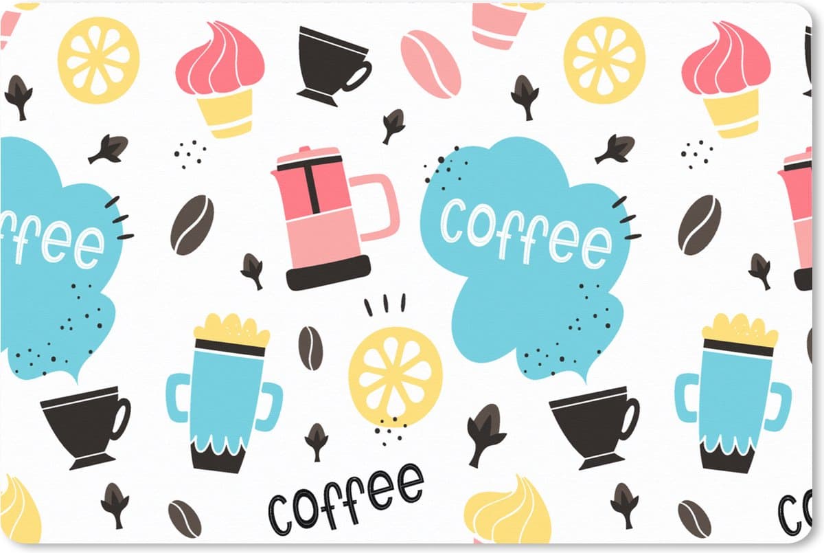 Muismat XXL 120x80 cm - Bureau onderlegger - Bureau mat Patronen - Koffiebonen - Koffie - IJs - Bureaumat - Gaming mousepad xl - Bureaulegger groot - Computer deskmat