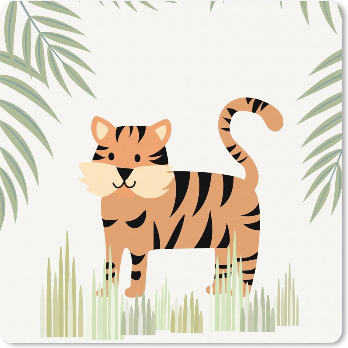 Muismat XXL 40x40 cm - Bureau onderlegger - Bureau mat Illustratie van een tijger in de jungle - Bureaumat - Gaming mousepad xl - Bureaulegger groot - Computer deskmat