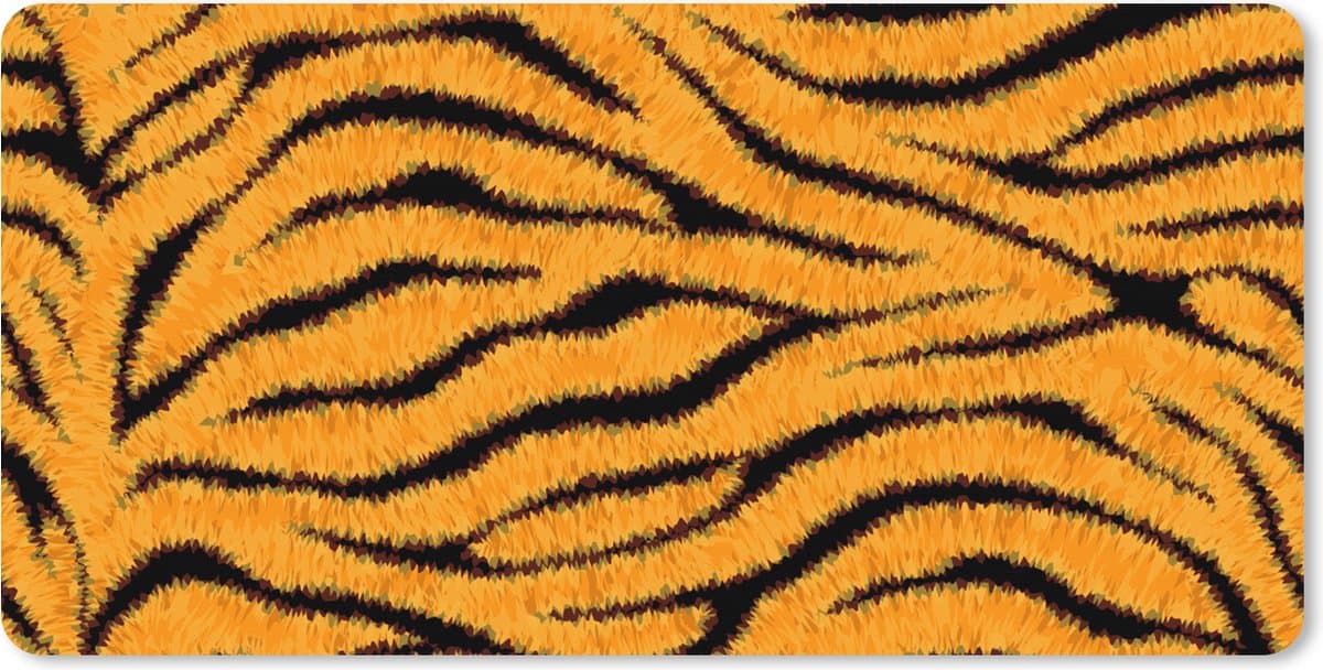 Muismat XXL 80x40 cm - Bureau onderlegger - Bureau mat Tijgerprint - Oranje - Zwart - Bureaumat - Gaming mousepad xl - Bureaulegger groot - Computer deskmat