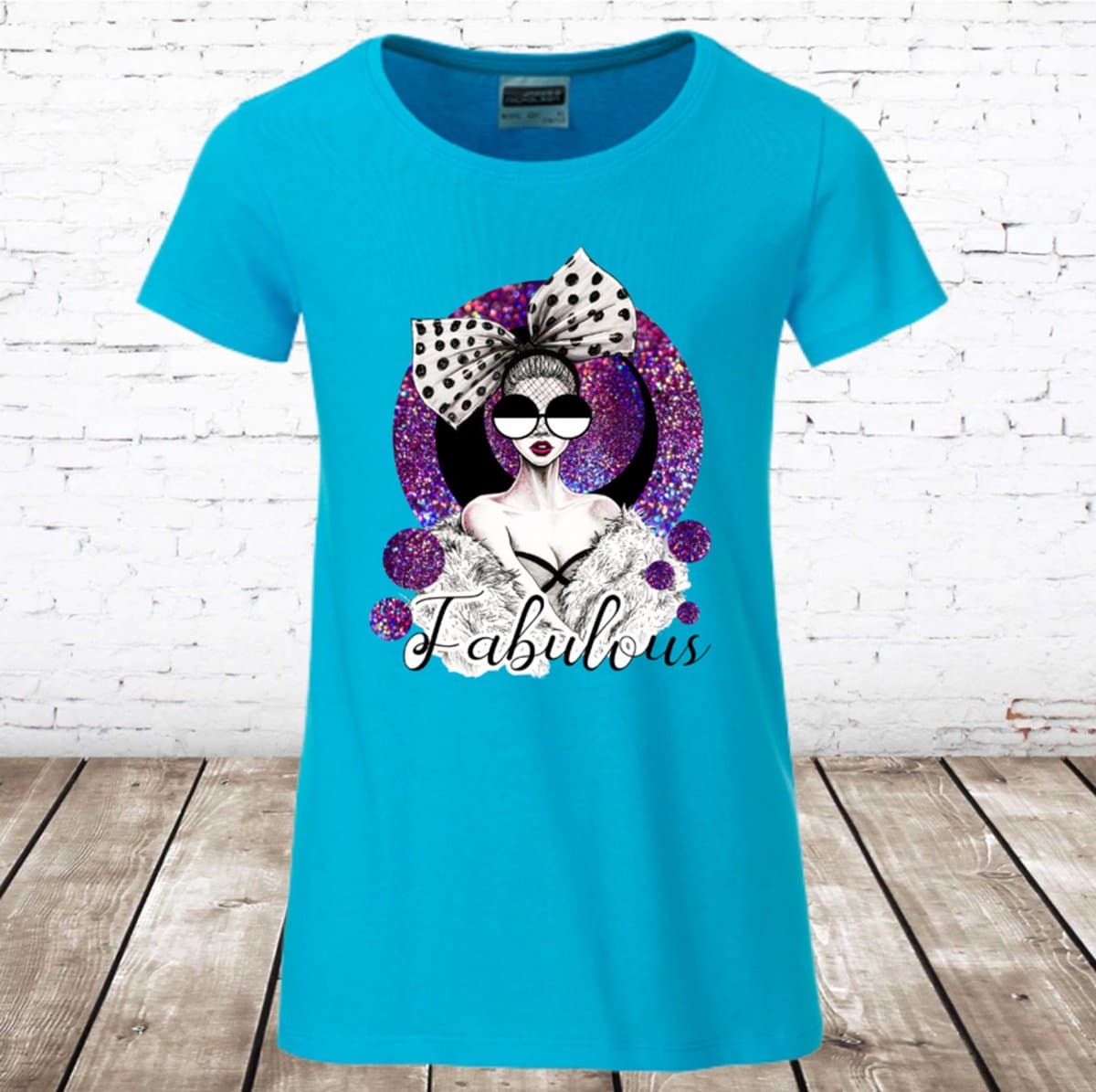Meisjes shirt Fabulous blauw -James & Nicholson-122/128-t-shirts meisjes