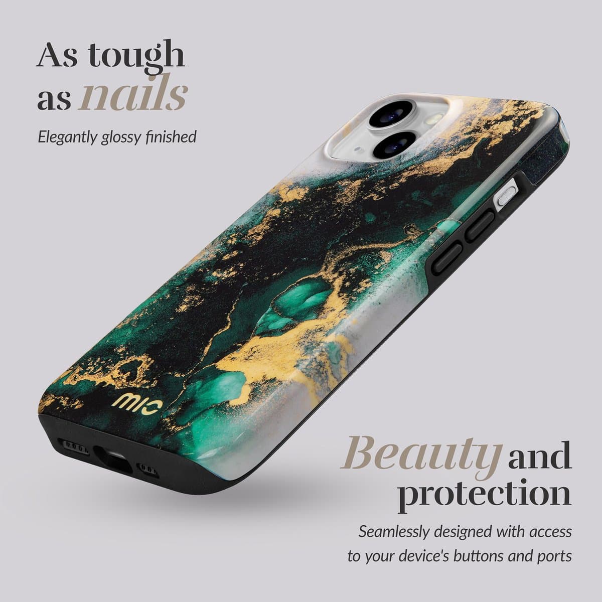 MIO MagSafe Apple iPhone 16 Pro Hoesje Hard Shell Back Cover Green Marble