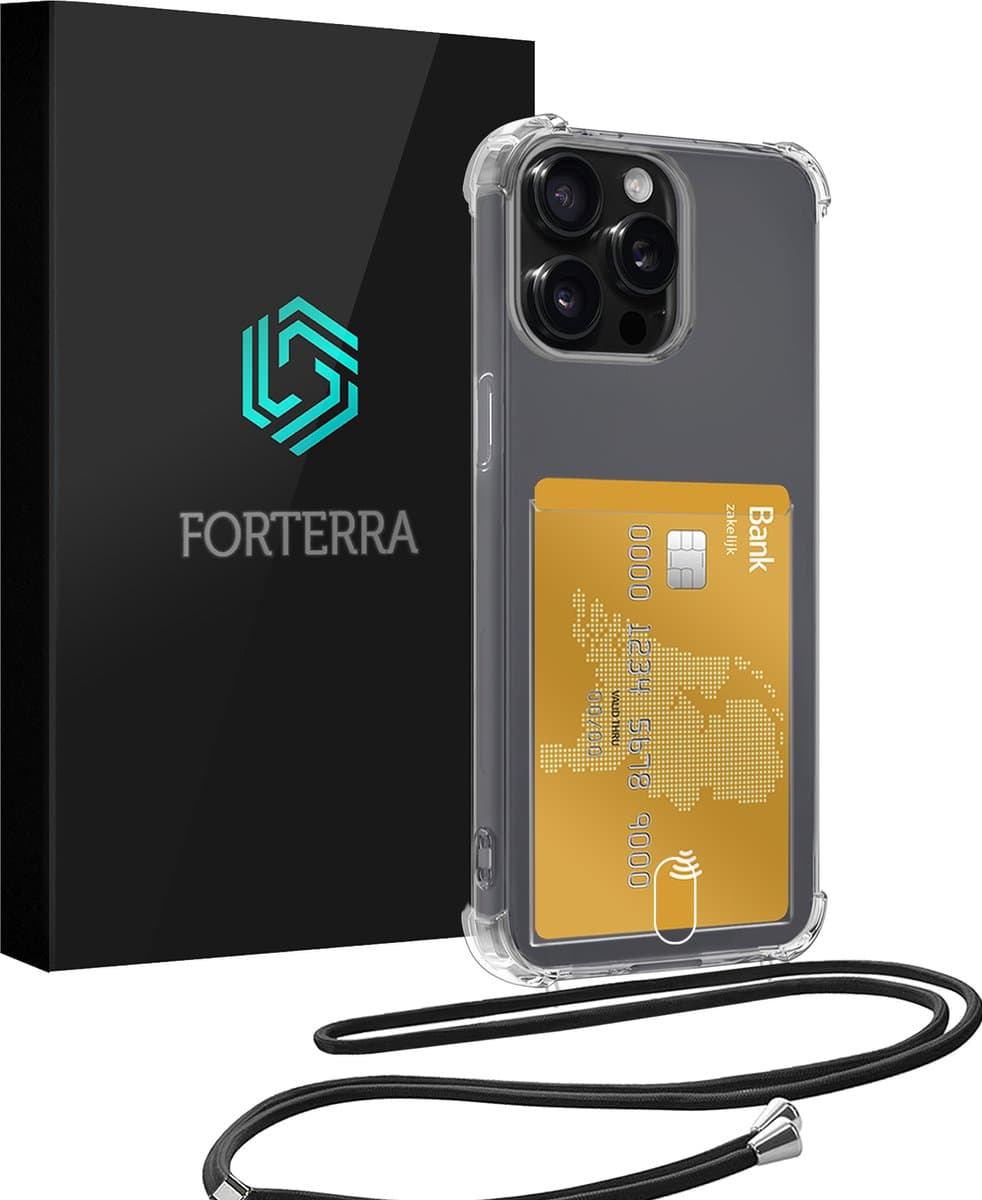 Hoesje Geschikt voor iPhone 11 Pro Max Pashouder Case Siliconen Hoes Met Koord - Hoes Geschikt voor iPhone 11 Pro Max Met Telefoonkoord Hoesje Back Cover Met Pasjeshouder - Transparant