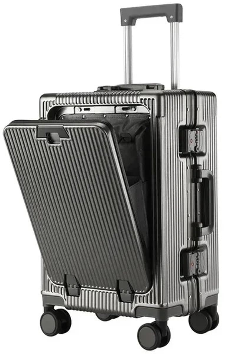 Geargalaxy Reiskoffer - Reisbagage - Koffer - Rollende koffer - Trolley - Reistrolley - Valies - Koffer Met USB - Donkergrijs