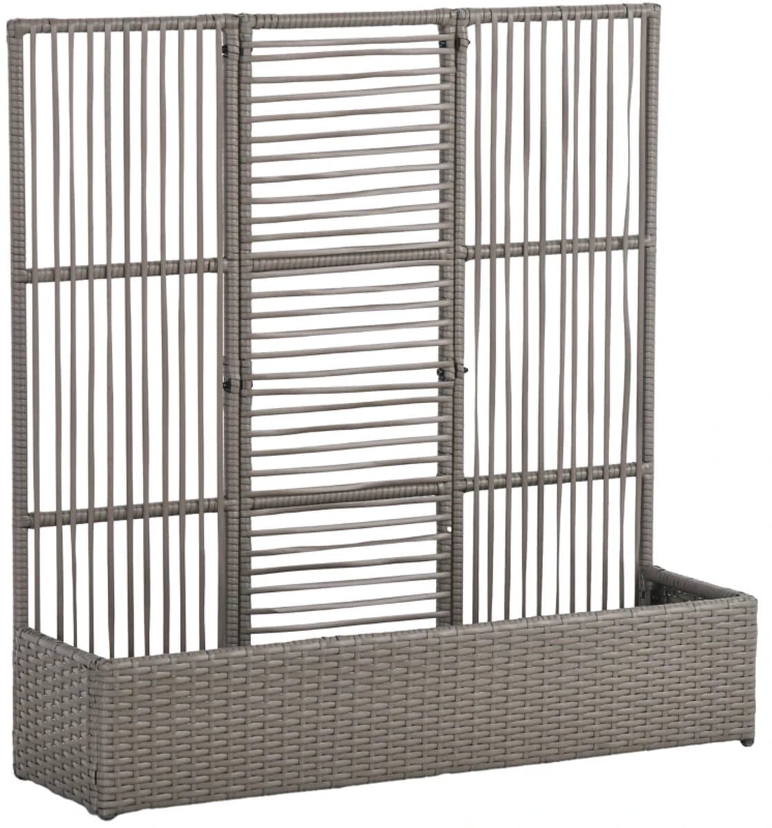 Plantenbak met Klimrek - Verhoogd Bloembak - Tuinrek - Tuinbed - Plantenrek - Tuinbak - voor Bloemen, Fruit, Groenten & Kruiden - Weerbestendig - Polyrattan - 103 x 29 x 103 - Grijs