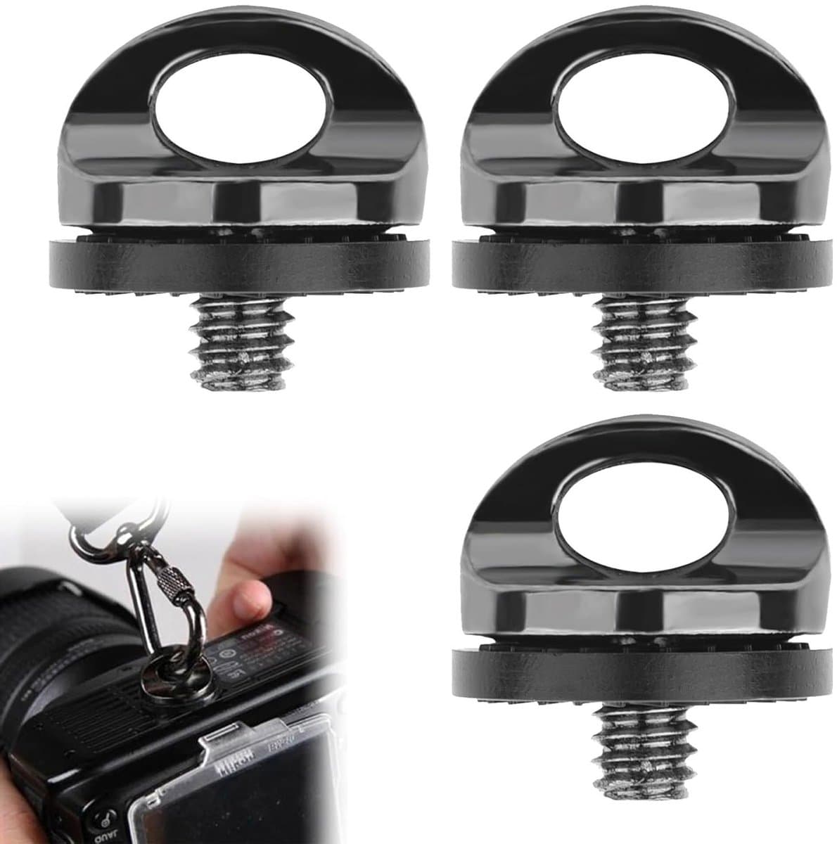 Camera Adapter voor Bevestigingsschroeven en Riem - Snelle Ontgrendeling, Statiefschroef 1/4 inch - 3 Stuks voor Fotografie en Video