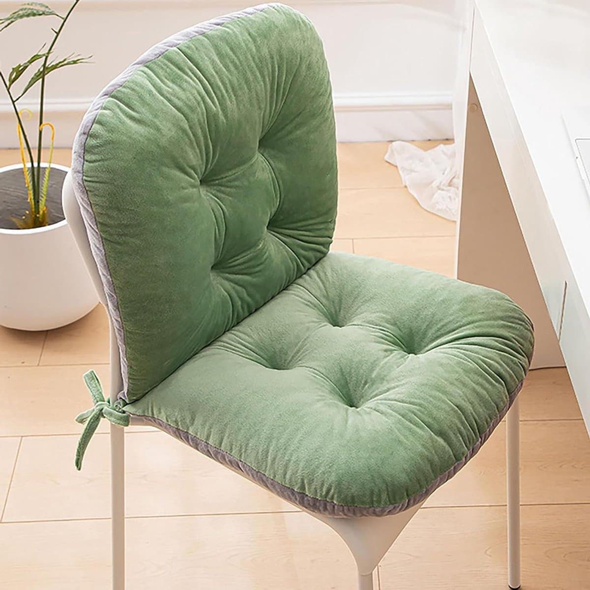 Stoelkussen met rugleuning - Rugkussen tuinstoel - Comfortabel zitten - Met bevestigingsbandjes - 1 stuk - Groen