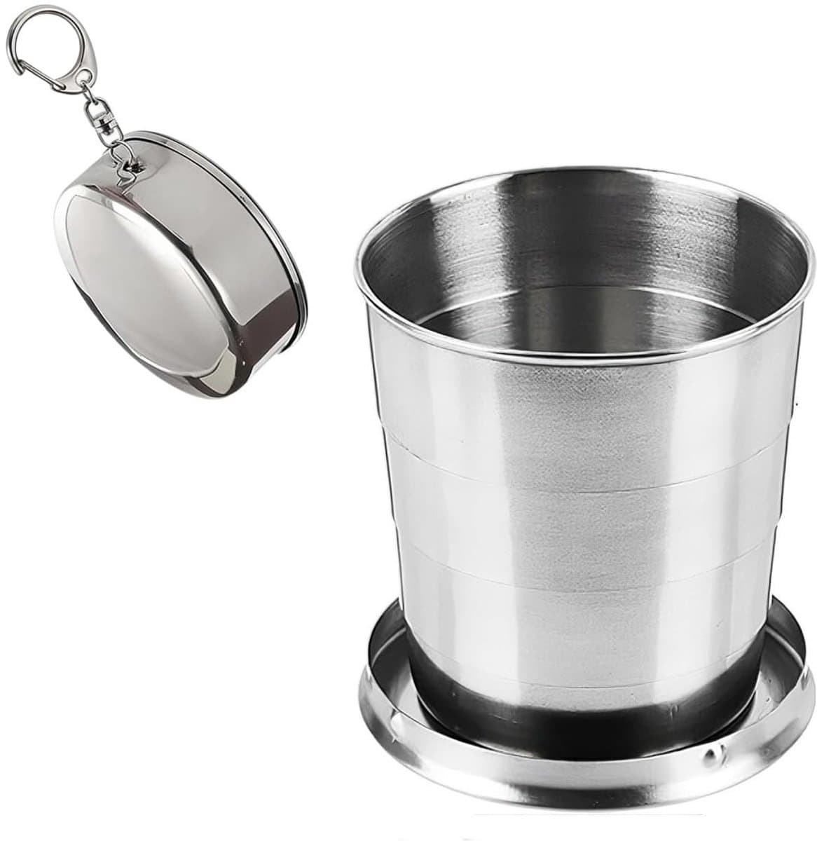Dailygoods- Opvouwbare Beker - Roestvrij Staal - 150 ml - Kamperen - Wandelen - Outdoor-activiteiten - Hoogwaardig Mat - Reisbeker