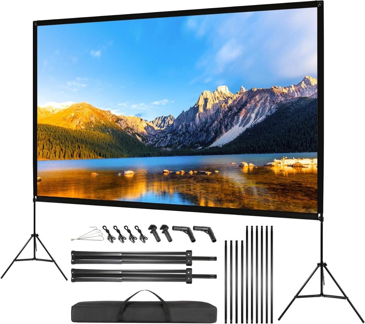 Projectorscherm met Statief - Mobiel Beeldscherm - Thuisbioscoop Creëren - 160 Graden Kijkhoek - 120 Inch Diagonaal - Wit