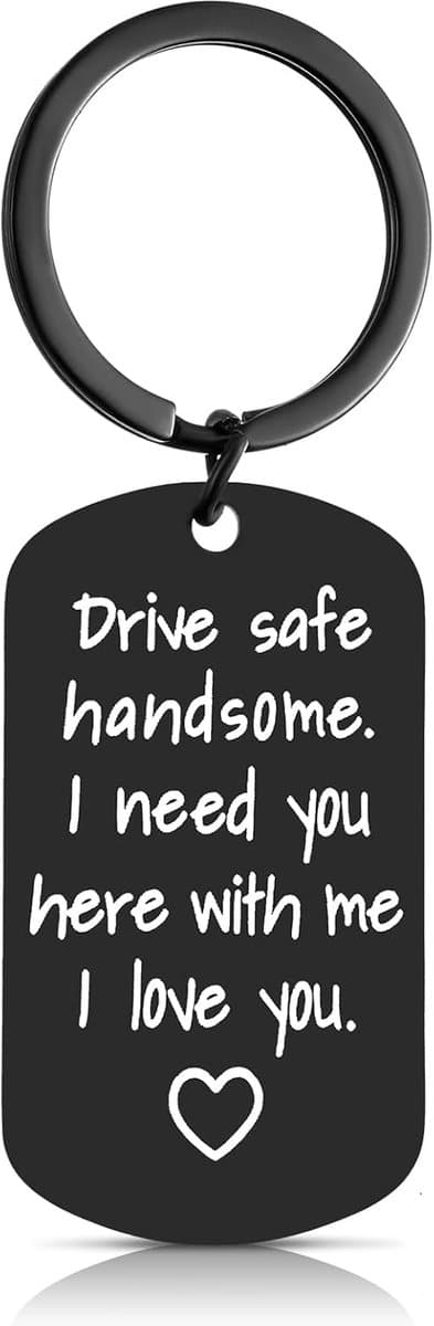 Sleutelhanger - Persoonlijk Cadeau - Veilig Rijden - Gravering - 15 cm - Zwart