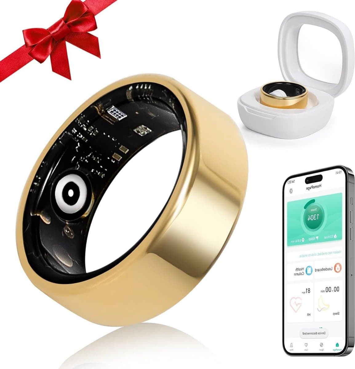 Slimme Ring - Fitness Tracker - Gezondheid Monitoren - Handsfree Fotografie - 2-5 Dagen Batterij - Goud